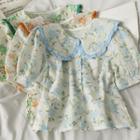 Ruffled Peter Pan-collar Floral Shirt