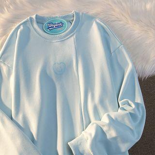 Heart Print Asymmetrical Sweatshirt