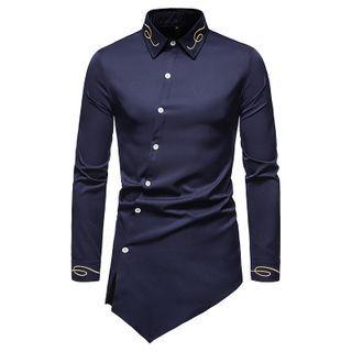 Long-sleeve Embroidered Asymmetrical Shirt