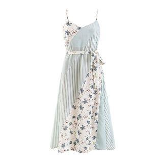 Floral Panel Strappy A-line Dress