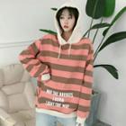 Color Block Striped Hooded Sweatshirt