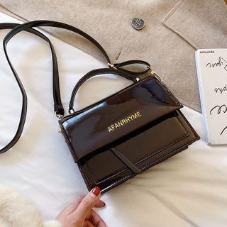 Patent Lettering Flap Crossbody Bag
