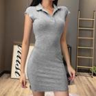 Cap-sleeve Mini Bodycon Polo Dress