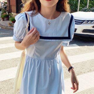 Sailor Short-sleeve Midi A-line Dress