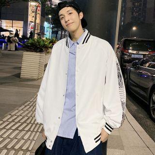 Long Sleeve Print Baseball Jacket