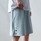 Button Detail Wide Leg Sweatshorts