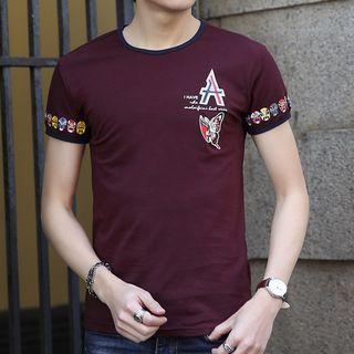 Round Neck Short-sleeve Embroideried T-shirt