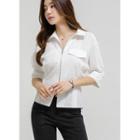 Short-sleeve Flap Zip-up Shirt