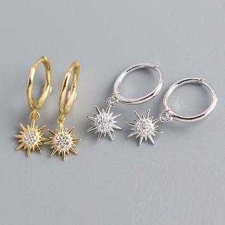 Sterling Silver Rhinestone Sun Drop Earring
