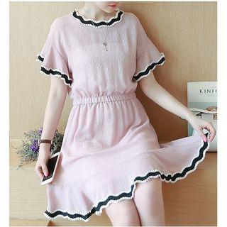 Scallop Trim Short-sleeve Dress