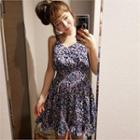 Spaghetti-strap Smock-waist Floral Sundress