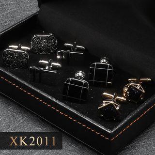 4 Pair Set: Alloy Cufflinks (various Designs) Xk2011 - 4 Pair - Silver & Gold - One Size