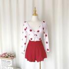 Dotted Twisted Long-sleeve Swim Dress