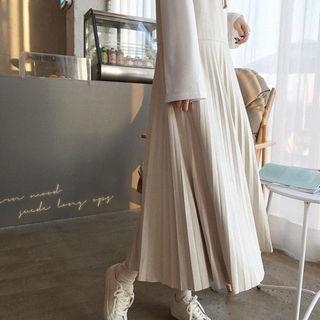Spaghetti-strap Accordion-pleat Dress Ivory - One Size