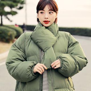 Zip-up Hooded Padded Midi Jacket