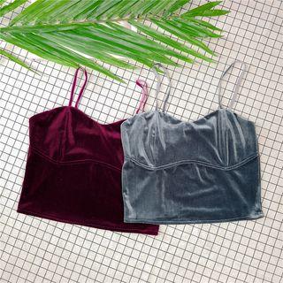 Velvet Cropped Camisole Top