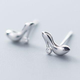 925 Sterling Silver Rhinestone High Heel Pump Earring As Shown In Figure - One Size