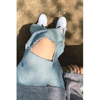 Slit Patched Wide-leg Jeans