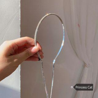 Rhinestone Headband Tassel - Silver - One Size