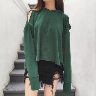 Slit Back Plain Hoodie