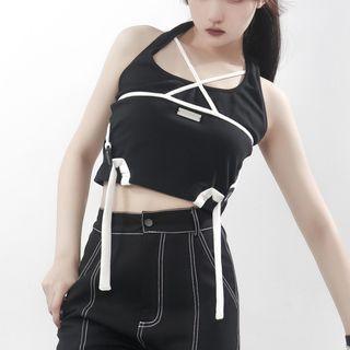 Halter Snap Buckle Crop Tank Top / Shirt