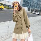 Long-sleeve Buttoned Mini Pleated Dress