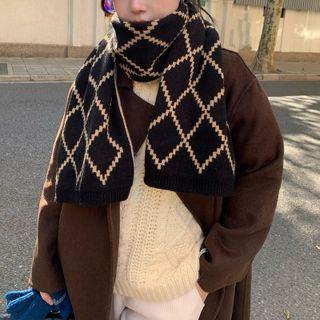 Retro Double-sided Lattice Knit Scarf