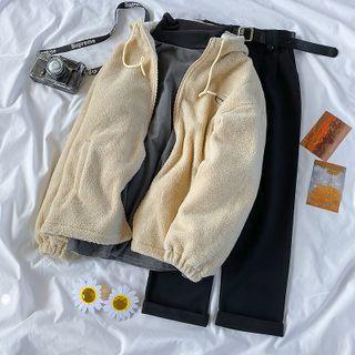 Fleece Hood Zip Jacket / Mock-neck Long-sleeve T-shirt / Straight Fit Pants