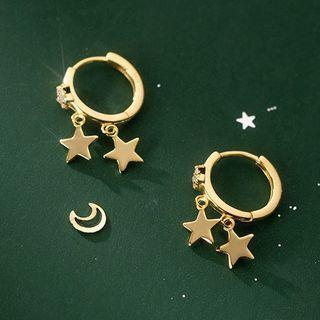 Star Drop Earring 1 Pc - Silver - One Size