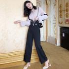 Long-sleeve Tie-neck Blouse / Jumper Pants