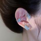 Rhinestone Leaf Cuff Earring 1 Pc - Silver - One Size