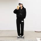 Set: Hooded Sweatshirt + Band-waist Patch-detail Pants