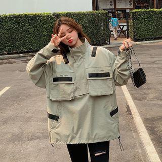 Lettering Half-zip Jacket