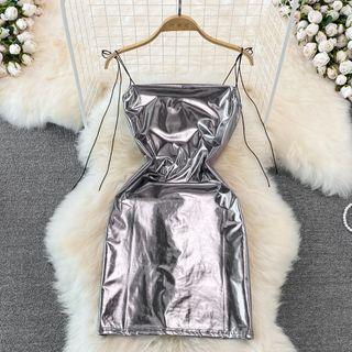 Spaghetti Strap Metallic Sheath Mini Dress