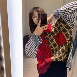 Patterned Polo Sweater As Shown In Figure - One Size