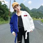 Patched Color Panel Baseball Jacket