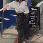 Set: V-neck Blouse + Tiered Midi Skirt