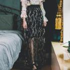 Sequin Midi A-line Skirt