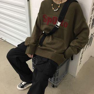 Lettering Sweater Chestnut Brown - One Size