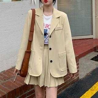 Single Breasted Blazer / Mini A-line Pleated Skirt