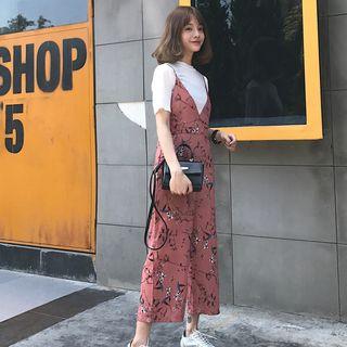 Floral Print Wide Leg Jumpsuit