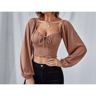 Puff Sleeve Frilled Crop Blouse