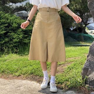 A-line Cotton Midi Skirt