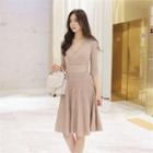 Tie-waist Midi Wrap Knit Dress