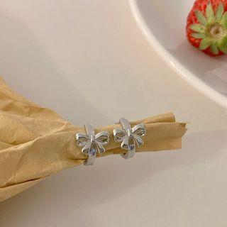 Bow Loop Earring 1 Pair - Earring - Bow - Silver - One Size