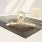 Faux Pearl Hair Claw 1 Pc - White & Gold - One Size