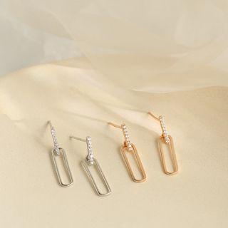 Rhinestone Alloy Oval Dangle Earring