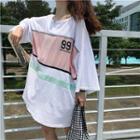 Color Panel Open Back 3/4 Sleeve T-shirt Dress