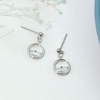Rhinestone Hoop Earring 1 Pair - Circle - One Size
