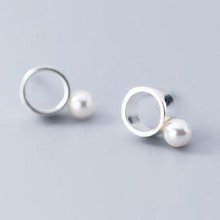 925 Sterling Silver Faux Pearl Earring S925 Silver - 1 Pair - Silver - One Size